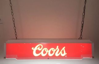 1985 Coors Beer Red Logo Poker Pool Table Large Light Bar Sign Rare 37 " X8 "