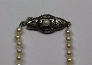 Estate Vintage Graduated Akoya Pearl Strand Necklace Sterling Silver High Luster 4