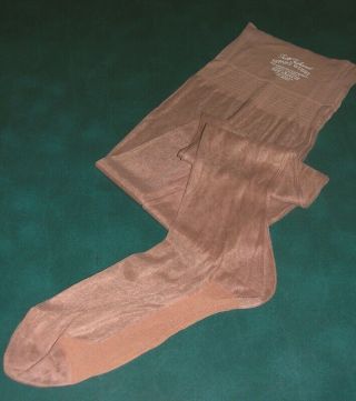3 Pr Vintage 12 X 36 1/2 Medium Beige Outsize Plus Size Seamed Nylon Stockings
