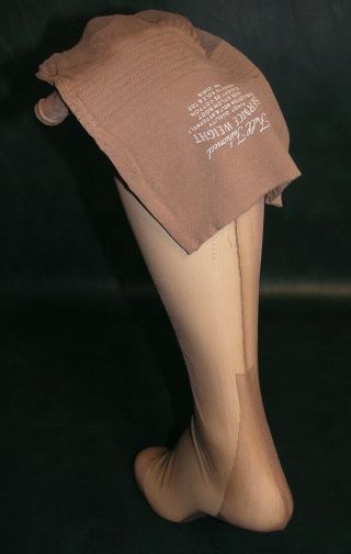 3 pr vintage 12 X 36 1/2 Medium Beige outsize plus size seamed nylon stockings 2