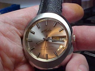 Vintage Mido Multi Star 17j Automatic Watch 1157 Auto Movement Oval S/s Case Day