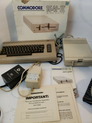 Vintage Commodore 64 W/ 1541 - Ii Disk Drive Lqqk