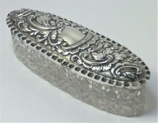 Antique Hallmarked Sterling Silver & Cut Glass Pin / Trinket Box – Chester 1904