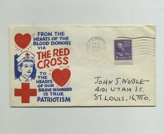 1945 Wwii Ww2 Us Patriotic Propaganda Cover Envelope Red Cross Nurse Wz4552
