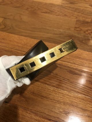Auth Vintage Hermes Brown Leather Belt Gold Hardware Unique Rare