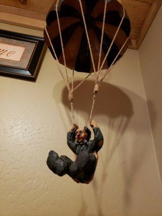 Rare 1970 ' s Hand Painted Vintage Parachute Hanging Clown by Allan Agohob 4