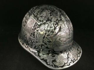 Vintage Mcdonald Aluminum Engraved Silver & Black Hard Hat Safety Helmet Ppe