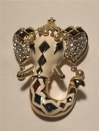 Nib Vintage Kjl Kenneth Jay Lane Royal Maharajah Enamel Elephant Brooch Pin