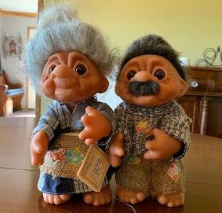 1977 Forest Grandma And Matching Grandpa 9 " Dam Troll Doll - Rare