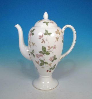 Wedgwood Bone China Wild Strawberry 10 ½ " Vintage 5 - Cup Coffee Pot Minty