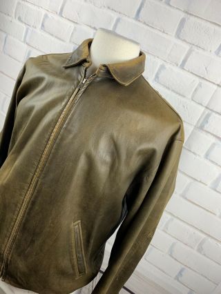 Vtg Polo Ralph Lauren Men’s Lambskin Leather Jacket Brown Distressed Sz Medium M
