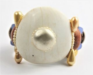 Wendy Gell Direct From Artist Vintage Nagaland Shell & Ceramic Wristy Bracelet