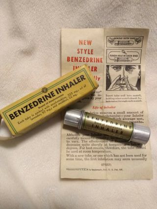 Vintage Benzedrine Inhaler Advertising Tin Medical Collectibles,  Box