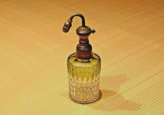 Vintage Cut Glass Perfume Bottle With Atomizer And Glass Dauber