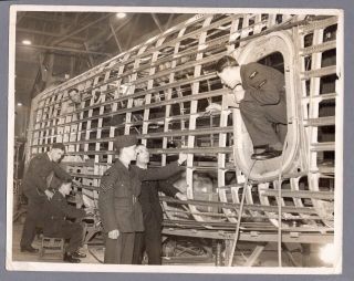 Short Stirling Bomber Construction Large Vintage Press Photo Ww2 Raf 1