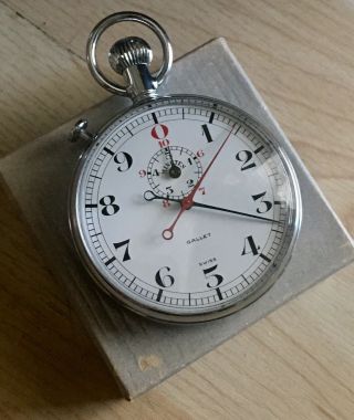 Nos Vintage Swiss Made Gallet No.  420 Mechanical Split Timer Stopwatch