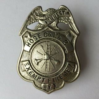 Vintage Fireman Badge Bronx York City Antique Olson - Van Nest Hose Co No 2