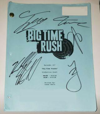 Rare Big Time Rush Signed Script - James Maslow,  Kendall Schmidt,  Carlos & Logan