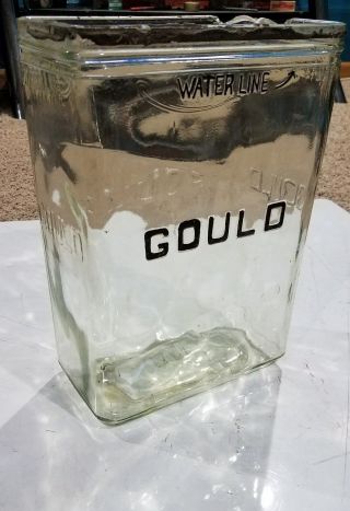 Gould Glass Battery Jar Vintage Long Life Glass Farm 14 " High Car,  Lighting