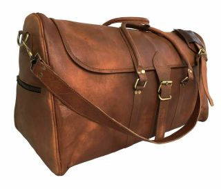 Leather Travel Bag Duffle Gym Men Vintage Luggage Overnight Weekend