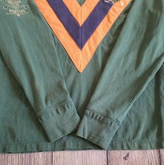 Rare Vtg POLO RALPH LAUREN Men ' s PRLC Club Patch Crest M Rugby Shirt Chevron 7