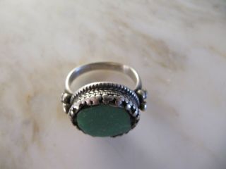 Antique And Old Tibet Silver Ring / Hair Ornament With Turquoise