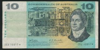 Australia 1968 $10 Phillips - Randall Zsj Last Prefix Star Note Rare