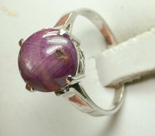Vintage Sterling Silver & 3.  00 carat natural Red Star Ruby Ladies cocktail Ring 3