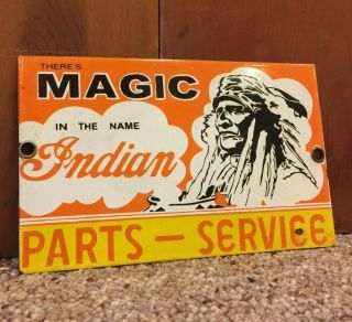 Vintage Indian Motorcycle Porcelain Dealer Advertising Sales And Service Sign