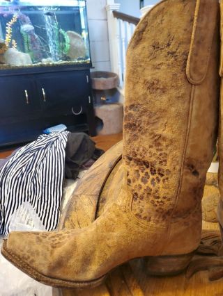 Old Gringo Vintage Women ' s Leopard Animal Print Boots size 8.  5B Suede Leather 3