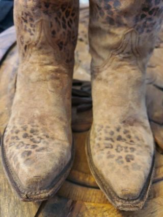 Old Gringo Vintage Women ' s Leopard Animal Print Boots size 8.  5B Suede Leather 4