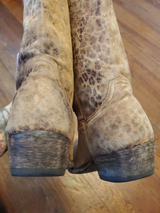 Old Gringo Vintage Women ' s Leopard Animal Print Boots size 8.  5B Suede Leather 8