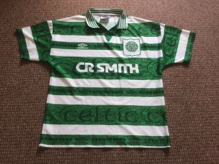 Vintage Celtic Umbro 1995/96 Cr Smith Football Shirt Jersey Medium