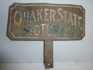 Vintage Painted Metal Quaker State Motor Oil Lubster Plate Sign