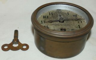 Vintage Warner Instrument - Chelsea Clock Co.  Automobile Brass Wind - Up Key 2