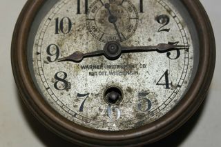 Vintage Warner Instrument - Chelsea Clock Co.  Automobile Brass Wind - Up Key 5