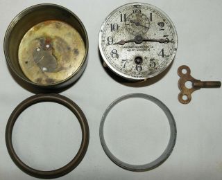 Vintage Warner Instrument - Chelsea Clock Co.  Automobile Brass Wind - Up Key 6