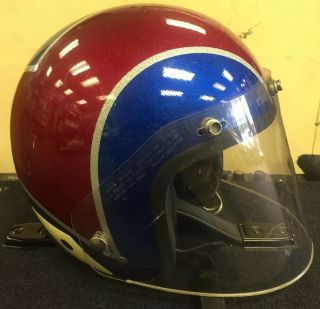Vintage Red White & Blue Sparkle Motorcycle Helmet With Compshield Unknown Brand