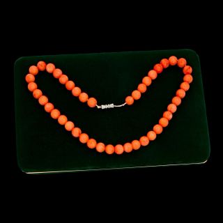 Antique Vintage Deco Retro Carved Angelskin Coral Beaded Womens 17 " L Necklace
