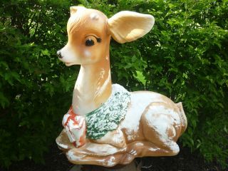 Vintage Poloron Fawn Blow Mold Reindeer 1960s Htf Lighted Blow Mold