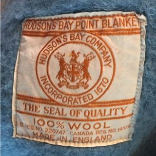 Vintage Heavy Thick Hudson ' s Bay England 4 - Point Blue Stripe Wool Blanket 72x90 2