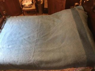 Vintage Heavy Thick Hudson ' s Bay England 4 - Point Blue Stripe Wool Blanket 72x90 3