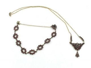 Antique Victorian Garnet 14.  49 Ctw Bracelet And 7.  49 Ctw 16 " Necklace Nr 5617 - 4