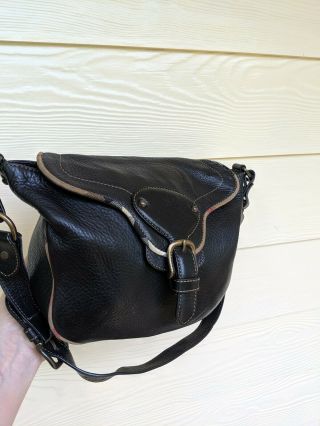 Authentic Vintage Burberry Soft Black Leather Shoulder Handbag