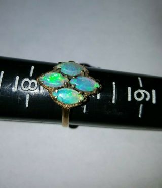 Vintage 10k Yellow Gold Opal Ring Size 7 1/4 Four Stone Ring