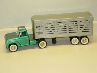 Vintage Structo Semi Livestock Trucking,  Trailer,  Pressed Steel Toy Vehicle