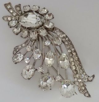 Dazzling Vintage Eisenberg Sterling Silver Crystal Rhinestone Pin Clip Brooch