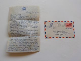 Wwii Letter 1943 Russia A Strong Allie Russian Flag Art U.  S.  S.  Lunga Point Ww2