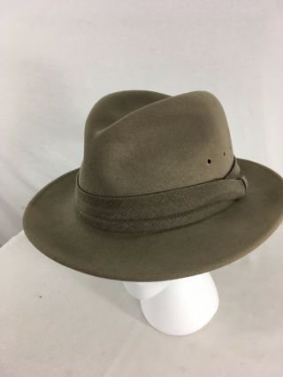 Bollman Natural Mens L Beige Vintage Usa Made Banded Wool Felt Fedora Hat