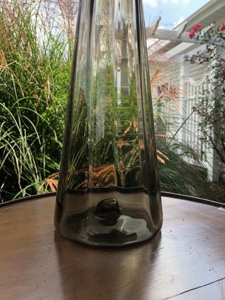 Huge Empoli Glass Vintage Italy Smoke Decanter Genie Bottle 26 1/2” RED LABEL nr 2